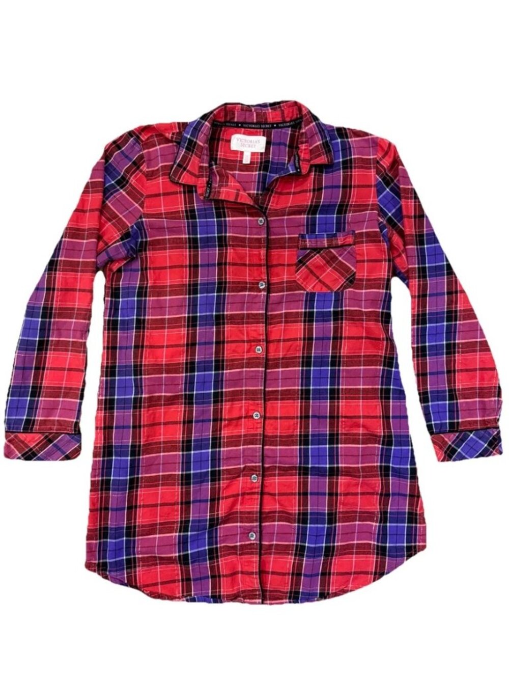 Y2K VTG Victoria's Secret Shirt Women's Plaid Flannel Long Sleeve Sz S